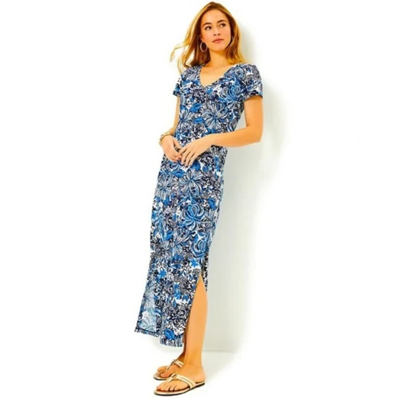 Lilly Pulitzer Etta Maxi Dress in Low Tide Navy Pandarama Sz Medium NWOT - Picture 4 of 13